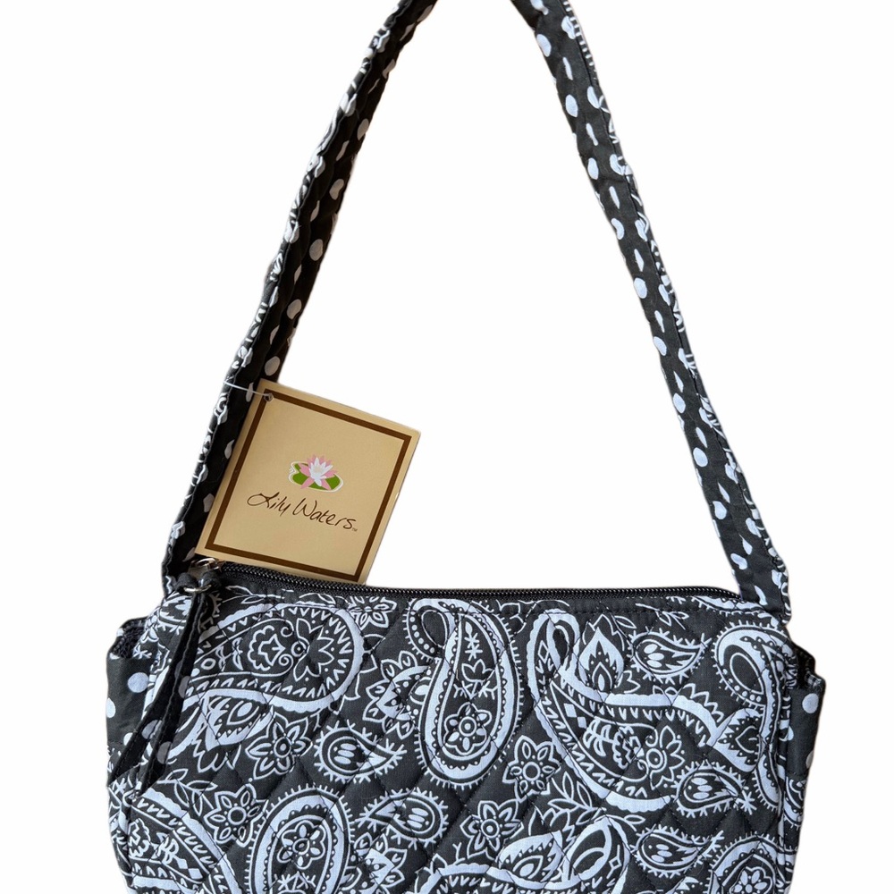 Lily Waters Black & White Paisley Small Shoulder Bag